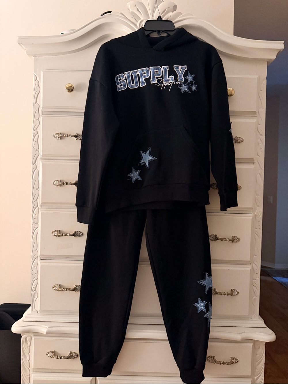 Supply & Demand Denim Stars Hoodie & Sweatpants Tracksuit Set - Black Kids